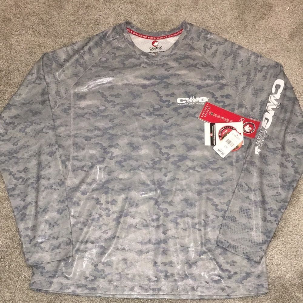 Solar Knit NEW Canada Weather Gear Fishing Digi camouflage Long Sleeve Shirt-L